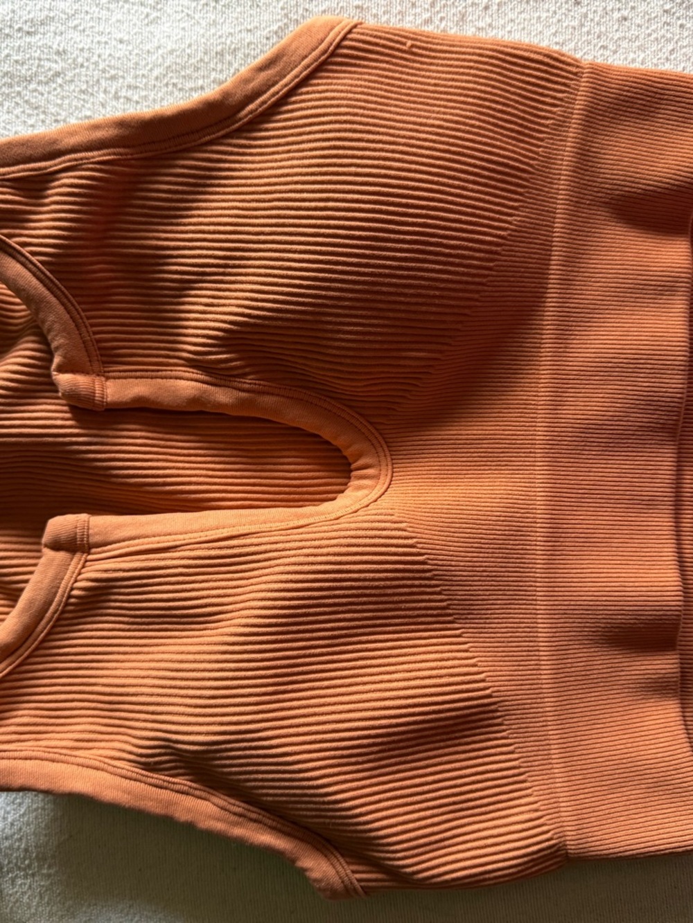 Ribbed Scoop Neck Crop Top - Rust Orange